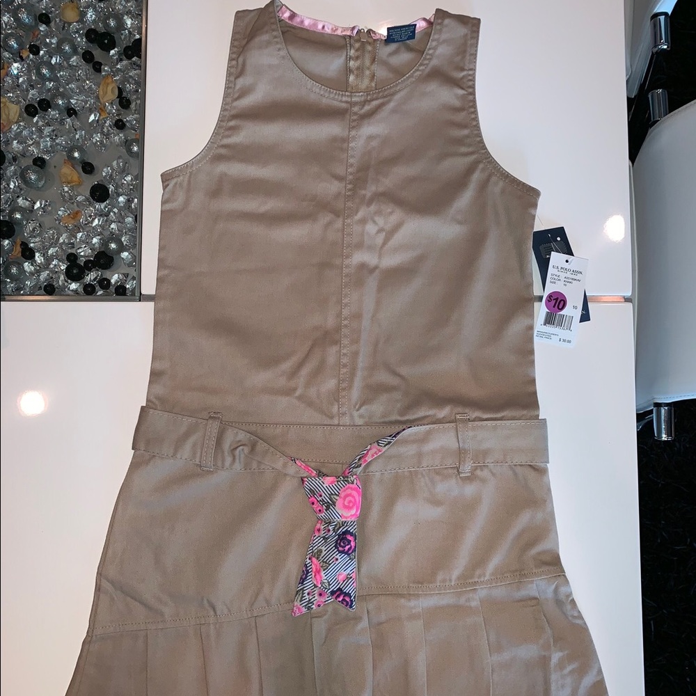 school uniform tan dress